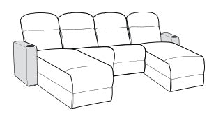 Row of 4 Sofa w/ Outside Chaises 132.0"