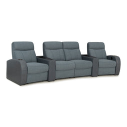 Rialto Italian Leather & Fabric Wedge Console Home Theater Seating