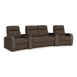 Rialto Italian Leather & Fabric Wedge Console Home Theater Seating