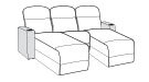 Row of 3 Sofa w/ Outside Chaises 95.0"