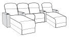 Row of 4 Middle Loveseat and Outside Chaises 132.0"