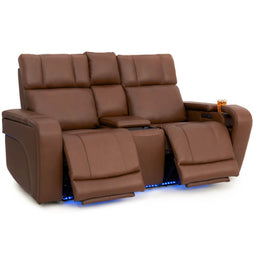 Seatcraft Vibrato SoundShaker Immersive Audio w/ Bluetooth Sync, Top Grain Leather Home Theater Loveseat