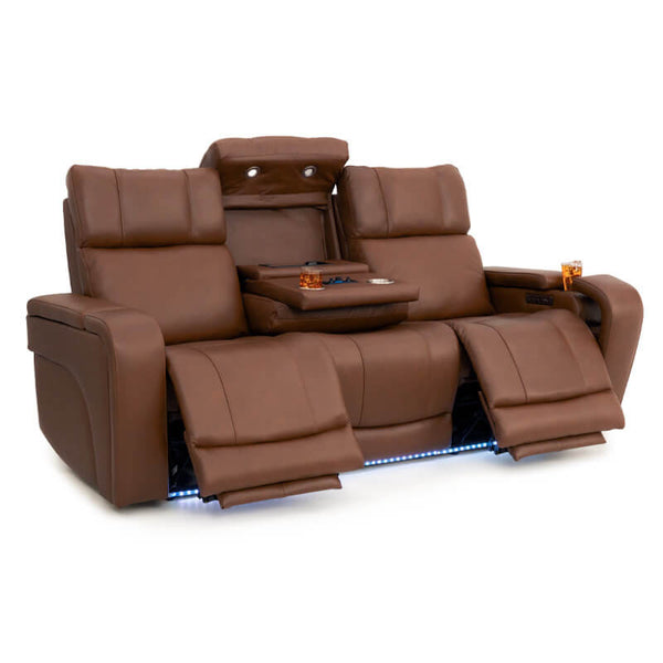 Seatcraft Vibrato SoundShaker Immersive Audio w/ Bluetooth Sync, Top Grain Leather Home Theater Sofa