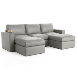 Wilshire Home Theater 5 Piece Gray Modular Chaise Sofa