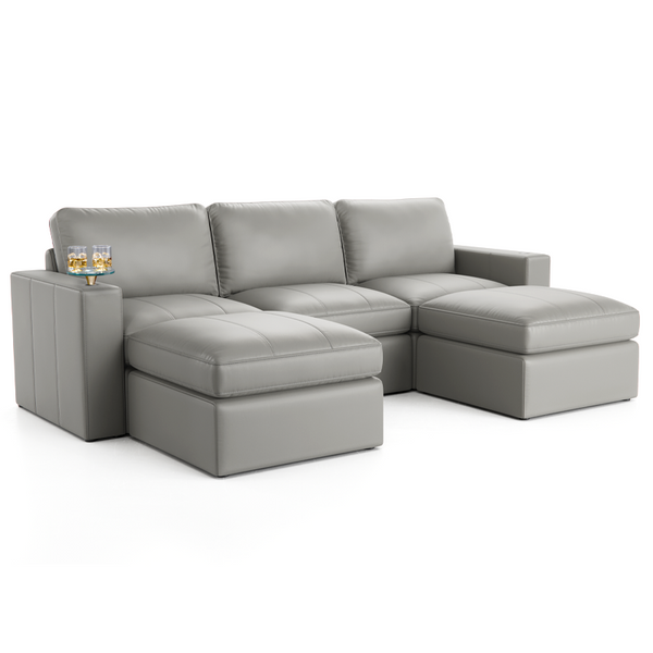Wilshire Home Theater 5 Piece Gray Modular Chaise Sofa