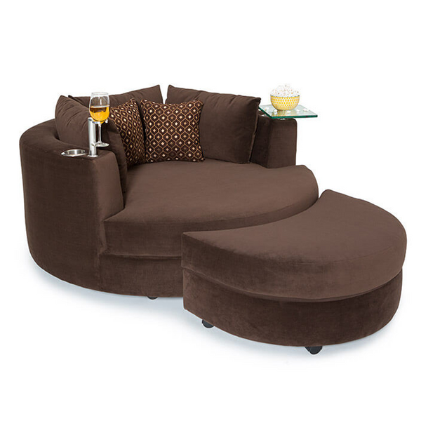 Seatcraft Swivel Cuddle Couch, Fabric, Chocolate