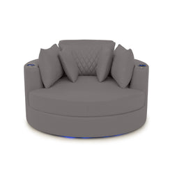 Swivel Cuddle Seat Italian Leather Media Room Furniture