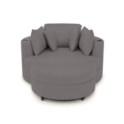 Swivel Cuddle Seat Italian Leather Media Room Furniture