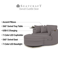 Swivel Cuddle Seat Italian Leather Media Room Furniture