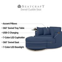 Swivel Cuddle Seat Italian Leather Media Room Furniture