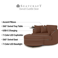 Swivel Cuddle Seat Italian Leather Media Room Furniture