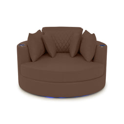 Swivel Cuddle Seat Italian Leather Media Room Furniture