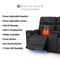 Trivanta HeatZeroᵀᴹ Italian Leather Home Theater Loveseat