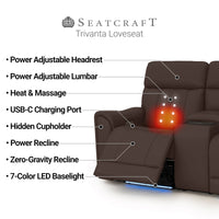 Trivanta HeatZeroᵀᴹ Italian Leather Home Theater Loveseat