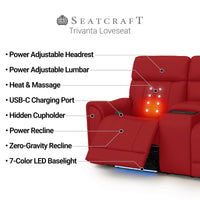 Trivanta HeatZeroᵀᴹ Italian Leather Home Theater Loveseat
