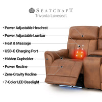 Trivanta HeatZeroᵀᴹ Italian Leather Home Theater Loveseat