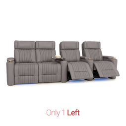 Valore Gray Row of 4 Left Loveseat Home Theater Seating with Heat & Massage