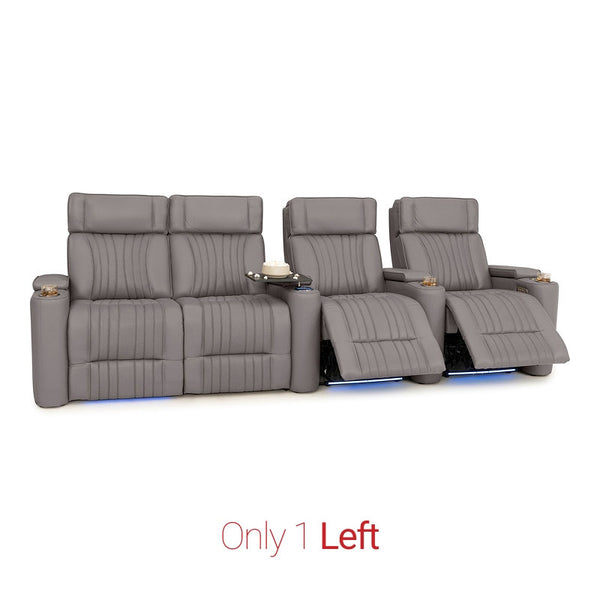 Valore Gray Row of 4 Left Loveseat Home Theater Seating with Heat & Massage