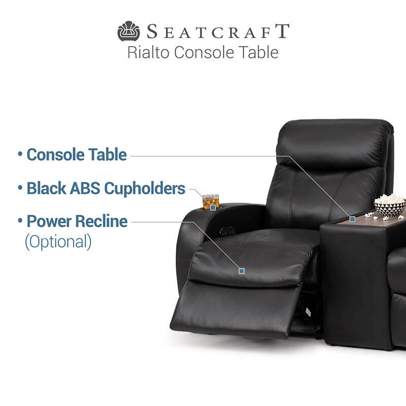 Rialto Leather Console Table Row of 3 Home Theater Seating