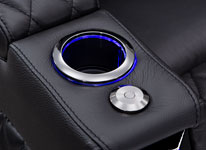 LED Lighted Cupholder on the Apex Single Recliner