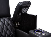 Hidden in Arm Storage in each arm of the Apex Single Recliner