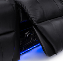 Black Leather Theater Chair with Blue Lights