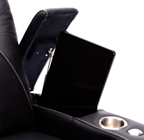 Hidden In-Arm Storage for each arm of the Concerto Sofa