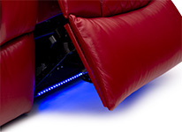 Blue LED Baselighting on the Anthem Sofa for that Home Theater mood